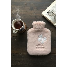 Hello Everyone Yazılı Kurdeleli Pembe Peluş Sıcak Su Torbası 1 Lt Yumuşak Kılıf, Uzun Süre Sıcak T Pembe