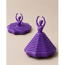 3d Baskı Balerin Figürlü Fidget Oyuncak - Hareketli Optik İllüzyon Masa Dekoru-mor