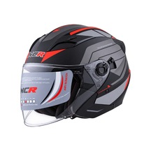 Kask Çenesiz Vizörlü 708 Ece Belgeli - Gri - Turuncu Grafik L
