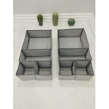 8'li Gri Çekmece İçi Düzenleyici Organizer Set - Çok Amaçlı Dolap İçi Kutu Seti Diğer
