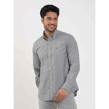 Dufy Siyah Erkek Regular Fit Pitikare Desenli Düğmeli Yaka Uzun Kol Gömlek - 98454-siyah Siyah