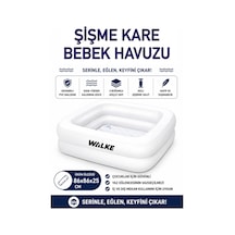 Walke Kare Şişme 86x86x25 Bebek Havuzu 2 Boğumlu Çocuk Havuzu Beyaz 14112
