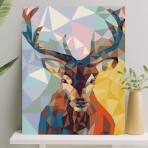 Sayılarla Boyama Tuval Seti Fırça Boya Dahil Çıtalı 40x50 Cm - Geyik