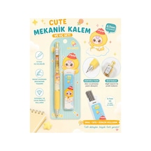 Sevimli Karakter Tasarımlı 0.7mm Mekanik Kalem Ve Uç Seti Sarı Sarı