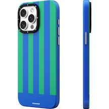 İphone 14 Pro Uyumlu Kılıf Magsafe Şarj Özellikli Youngkit Striped Piano Keys Serisi Kapak Mavi