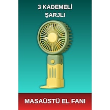 Alpera Electronic - 3 Kademeli Şarjlı El Fanı - Sarı & Yeşil Renk