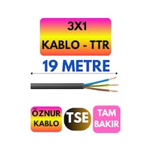 Öznur 3x1 Ttr Kablo Siyah Metre Seçenekli - 19 Metre