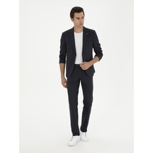 Cacharel Koyu Lacivert Slim Fit Yün Karışımlı Pantolon