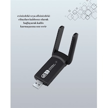 Yüksek Hızlı 1200 Mbps Çift Bant Usb Wifi Adaptör Güçlü Sinyal Geniş Uyumluluk