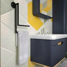 lyla concept Lotus Wall Siyah Banyo Havluluğu, Havluluk Duvara Monte Siyah