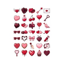 30 Adet Parlak Romantik Aşk Sticker Seti - Laptop Defter Telefon Planner İçin Çok Renkli
