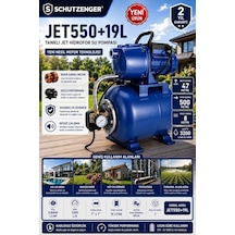 Jet550 Su Pompası 1,1 Hp Bakır Sargı 19 Lt Tank 4 Kat 6 Daire Su Verir Otomatik 47 Mt Dik Atar