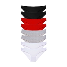 Royaleks 8 adet Süper Eko Set Likralı Kadın Slip Külot Siyah Kırmızı Gri Beyaz RYL-EKO8034 Çok Renkli