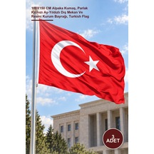3 Adet Türk Bayrağı 100x150 Cm Alpaka Kumaş, Parlak Kırmızı Ay-yıldızlı Dış Mekan Ve Resmi Kurum Bayrağı, Turkish Flag 10