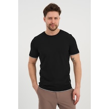 Alexander Gardi Alexandergardı Bisiklet Yaka Kolları Şeritli Triko T-shirt 1243 Siyah