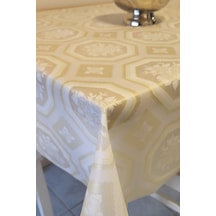 Ithal Pvc Muşamba - Desenli Silinebilir Masa Örtüsü Tnr 03 Krem