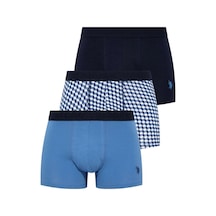 U.S. Polo Assn. Erkek 3'lü İndigo - Lacivert - İndigo Likralı Pamuklu Boxer İndigo-lacivert