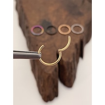 Paslanmaz Kararmaz Cerrahi Çelik Tam Halka Kıkırdak Tragus Helix Piercing Gümüş - Şeffaf