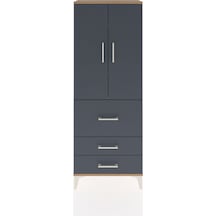Arges Dolap 3 Raflı 3 Çekmeceli 2 Kapaklı 60x30x163 Çam-antrasit Çam