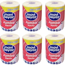 Mavi Beyaz Dev Rulo Jumbo Havlu 6'lı