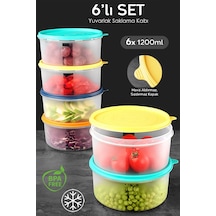 Meleni Home Organizer Düzenleyici Erzak Kabı Yuvarlak Gıda Saklama Kabı Seti Çok Renkli 6 x 1200 ML Çok Renkli