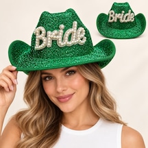 Yeşil Bride Gelin Şapkası Parıltılı Bekarlığa Veda Şapkası - Zmff-899749 18