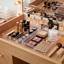 Modüler Organizer Set Çekmece İçi Dolap İçi Düzenleyici Organizer Kristal 2'li Set Açık Beyaz