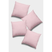 Pudra Tek Renk 4'lü Set Çift Taraflı Kırlent Kılıfı 4krl006n11