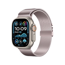 Apple Uyumlu Watch  Ultra 49mm Ardx Krd-121 Metal Hasır Kordon-pembe