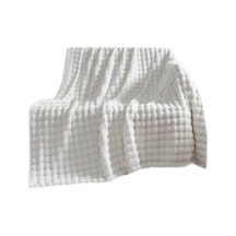 Novahub 70x100cm Tek Katlı Flanel Battaniye Basit Kalınlaştırılmış Kanepe Örtüsü Yeni Yatak Örtüsü Beyaz Beyaz