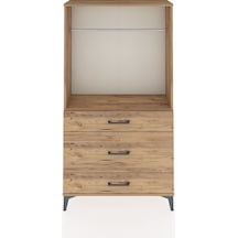 Arges Dolap Tek Raflı 3 Çekmeceli Tek Askılı 88x30x163 Çam-çam Çam