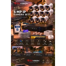 Go Vision 11'li Güvenlik Ip Kamera Seti - 5mp Dış Mekan Kamera, 3.6mm Lens, H.265, Poe, Warm Led Gece Görüşlü