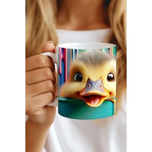 Renkli Sevimli Hayvanlar No:3 3d Tasarım Görünümlü Baskılı Kupa Bardak Mug Karışık