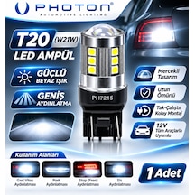 Photon T20 W21w Mercekli Led Ampul Güçlü Beyaz Işık Park Geri Vites Aydınlatma 1 Adet