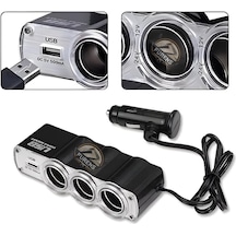 3 Port 1 Usb Oto Araç Çakmaklık Çoğaltıcı Çoklayıcı Hub