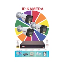 Fury 3 Lü Ip Güvenlik Kamera Seti Sesli 4mp Gece Renkli Su Geçirmez 5515s 1tb