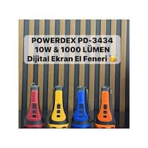 Powerdex Pd-3434 Şarjlı El Feneri 10w Led, 1000 Lümen, Dijital Ekran Type-c Şarjlı Çoklu Renk