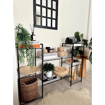 Garden 8 Raflı Dekoratif Amaçlı Metal Ayaklı Saksılık Çiçeklik Siyah