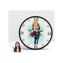 Kişiye Özel Mühendis Karikatür Ahşap Duvar Saati - 2 Çok Renkli