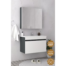 Teta Home Mersin 65 Cm Mdf Banyo Dolabı Seti Antrasit - Beyaz