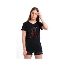 Dd Baskılı Siyah Kadın Tshirt