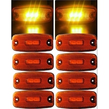 Ahmet Otomotiv 8 Adet Özünlü 3 Ledli Yan Sarı Lamba 12v-24v Tır Kamyon Dorse Kamyonet Otobüs