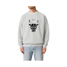 Benroma 3 İplik Penye Chıcago Bulls Baskılı Unisex Sweatshırt Gri