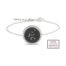 Kuyumcudukkanı Zirkontaşlı"kova Burcu"bileklik-50283-aqua-blk Siyah - Beyaz