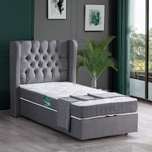 Setaymobilya Baza, Riga Tek Kişilik Baza + Başlık + Comfort Yatak, Gri