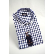 Elitpark Plaid Pattern Lacivert Pamuklu Cepli Uzun Kol Premium Erkek Gömlek