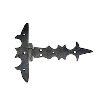 Antika Tarz Dekoratif Pirinç Kuyruklu Lale Menteşe - 147x193 Mm, Oksit Siyah - Gümüş