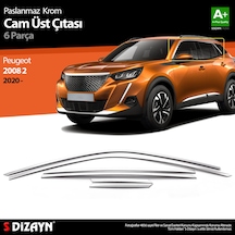 S-Dizayn Peugeot 2008 2 Krom Cam Üst Çıtası 6 Prç 2020 Üzeri