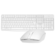 Everest KM-7500 Beyaz Ultra Lüks Kablosuz Q Multimedia Klavye + Mouse Set