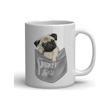 Pocket Pug Köpek Baskılı Kupa Bardak Beyaz
